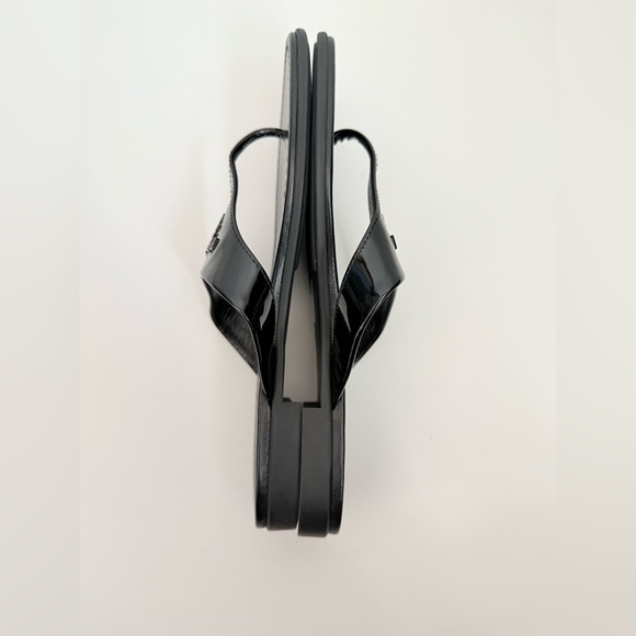 Prada Black Patent Leather logo embellished Flip flop thong flat sandals EU 39 - Picture 3 of 8